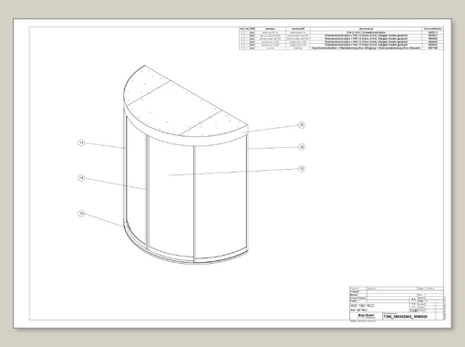 CURVED 180/360 RC2 Zeichnung + Wandanschluss für 360