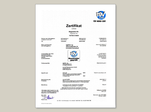record system 16 MPV – TÜV Zertifikat 