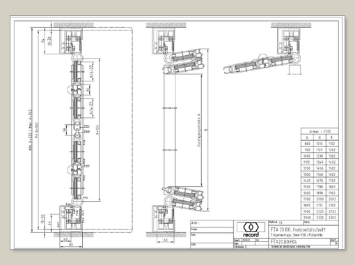 FTA20-BO Horizontal Trägermontage VSG