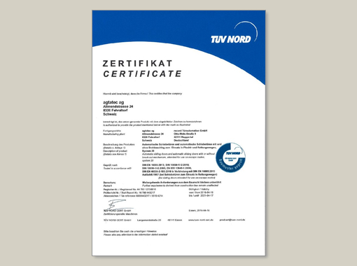 record system 20 – TÜV Zertifikat 