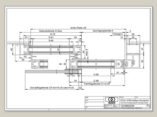 System 20 STA Schiebetür mit ISO Glas mit Seitenteil