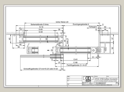 System 20 STA Schiebetür mit ISO Glas mit Seitenteil