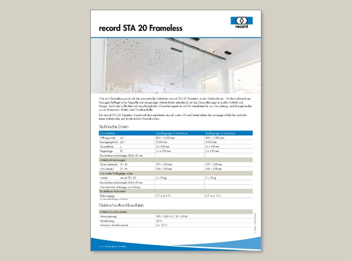 record STA 20 Frameless – Datenblatt