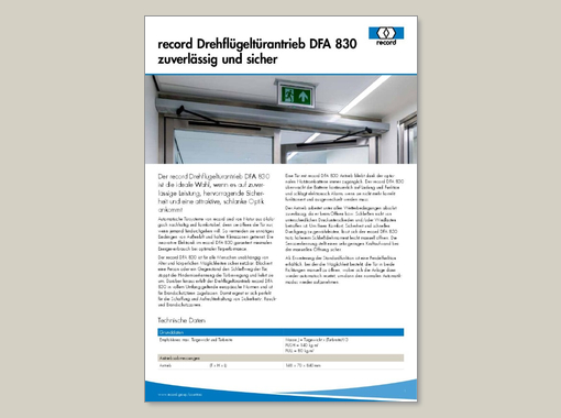 record DFA 830 – Datenblatt