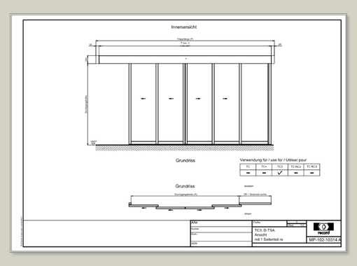 THERMCORD3, D-TSA, Ansicht mit 1 Seitenteil rechts