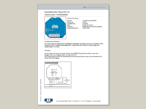 Datenblatt für Installationsrelais Eltako ER61-UC