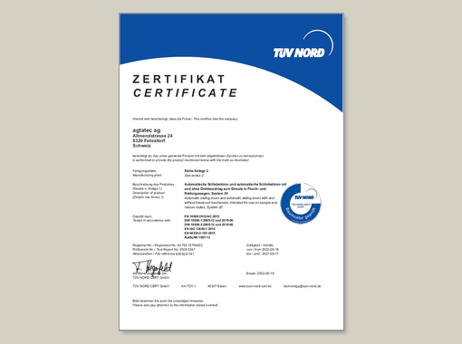 record system 20 – TÜV Zertifikat 