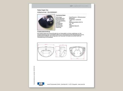 Datenblatt für Radar Eagle One