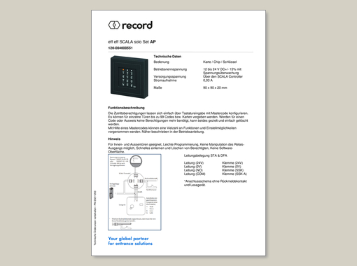 Datenblatt für SCALA Solo effeff