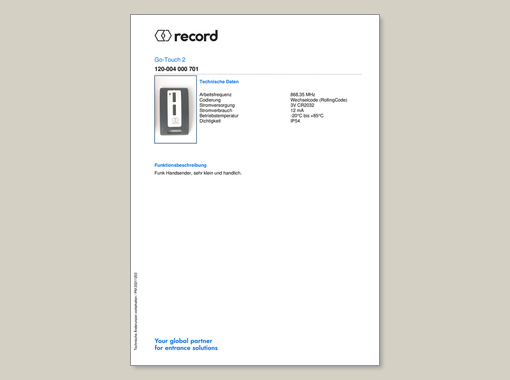 Datenblatt Go Touch 2