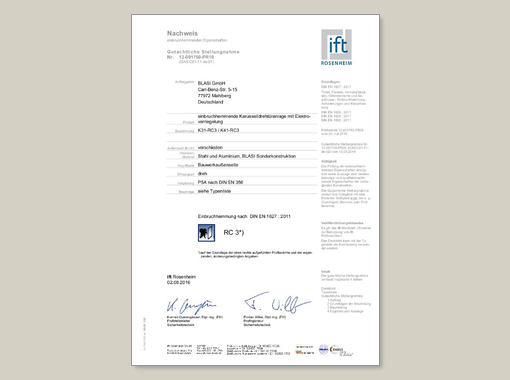 K 31/K 41 Zertifikat – RC 3 Gutachtliche Stellungnahme